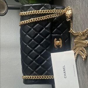 Chanel Black Quilted Crossbody with Gold Accents